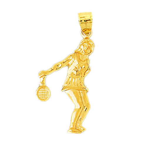 Image of ID 1 14K Gold Female Tennis Player Pendant