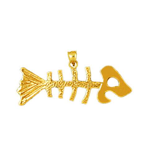 Image of ID 1 14K Gold Fish Skeleton Pendant