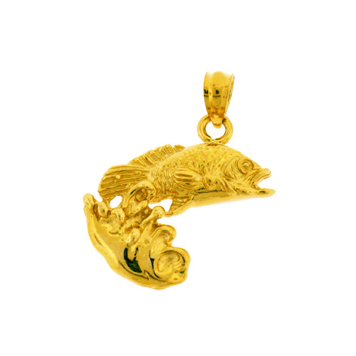 Image of ID 1 14K Gold Fish with Splash of Water Charm