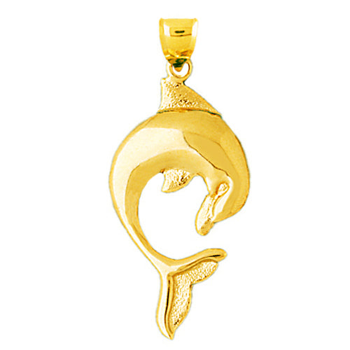 Image of ID 1 14K Gold Flipping Dolphin Pendant