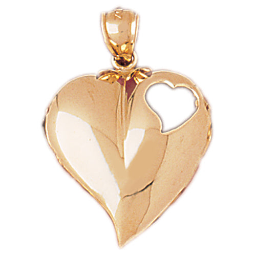Image of ID 1 14K Gold Floating Heart with Open Heart Pendant