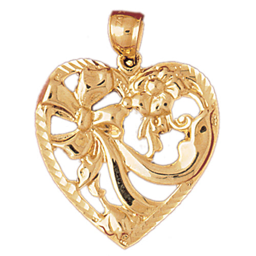 Image of ID 1 14K Gold Floral Heart Pendant