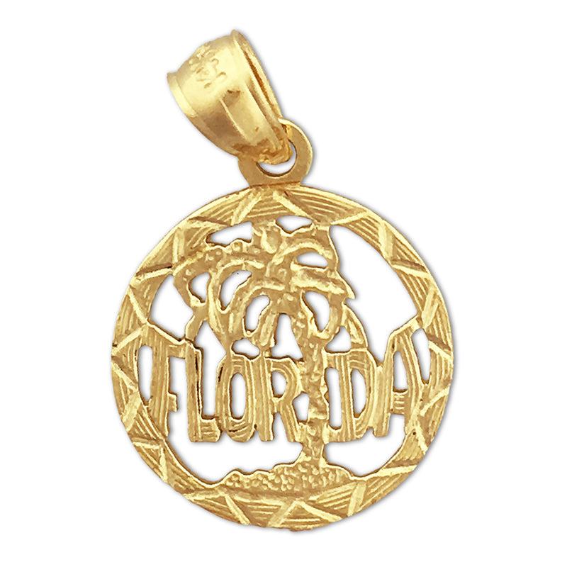 Image of ID 1 14K Gold Florida in Circle Charm