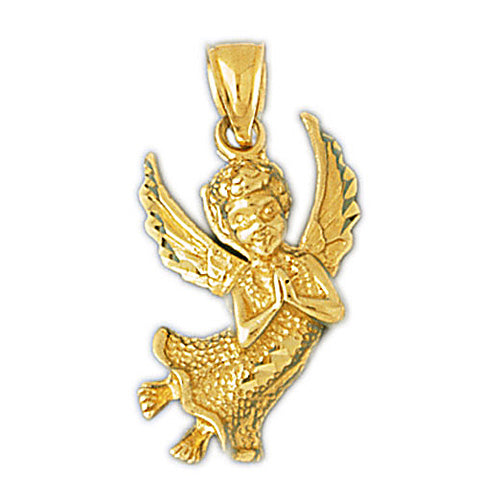 Image of ID 1 14K Gold Flying Angel Praying Pendant