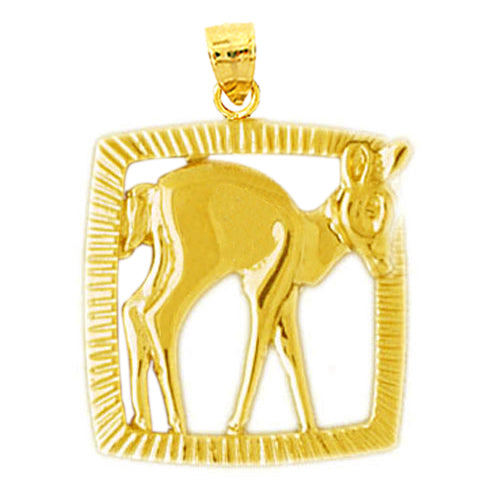 Image of ID 1 14K Gold Framed Deer Pendant
