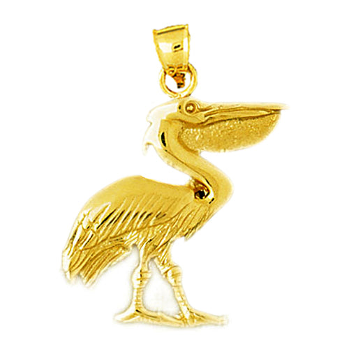 Image of ID 1 14K Gold Full Beak Pelican Pendant