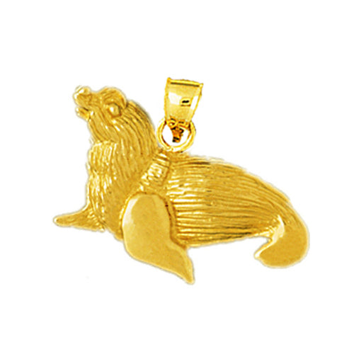 Image of ID 1 14K Gold Furred Sea Lion Pendant