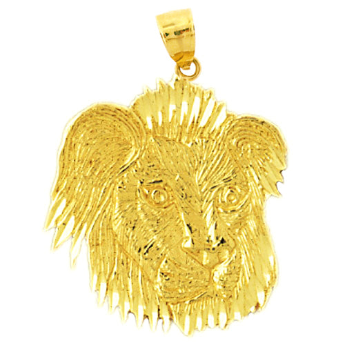 Image of ID 1 14K Gold Furry Lion Head Pendant