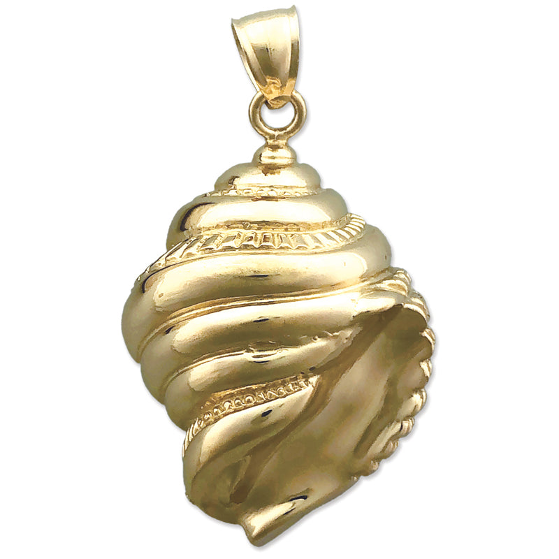 Image of ID 1 14K Gold Gastropod Mollusk Sea Snail Seashell Pendant