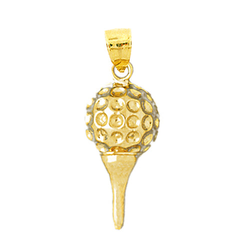 Image of ID 1 14K Gold Golf Ball and Tee Pendant