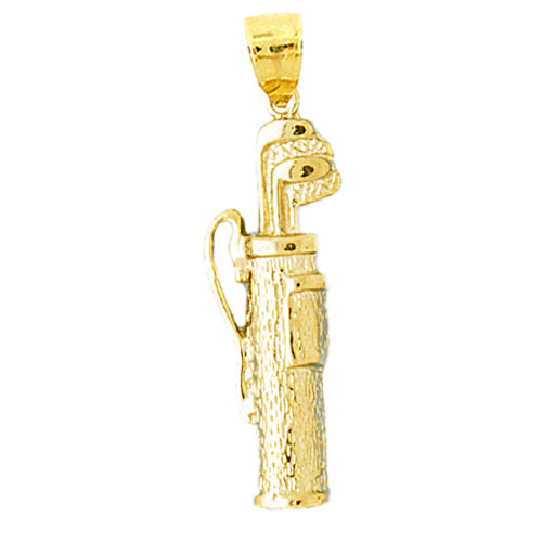 Image of ID 1 14K Gold Golf Clubs In Bag Pendant