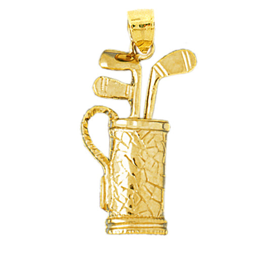 Image of ID 1 14K Gold Golf Clubs In Golf Bag Pendant