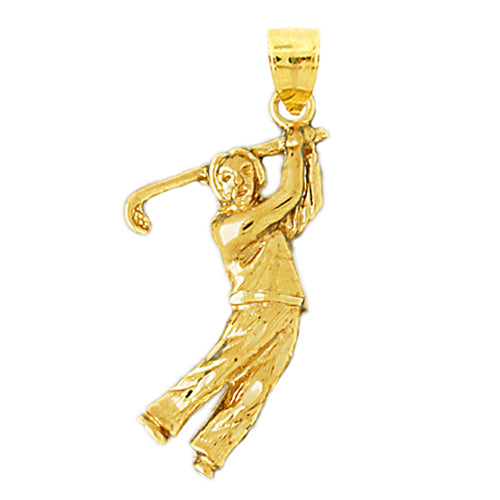Image of ID 1 14K Gold Golf Player Pendant