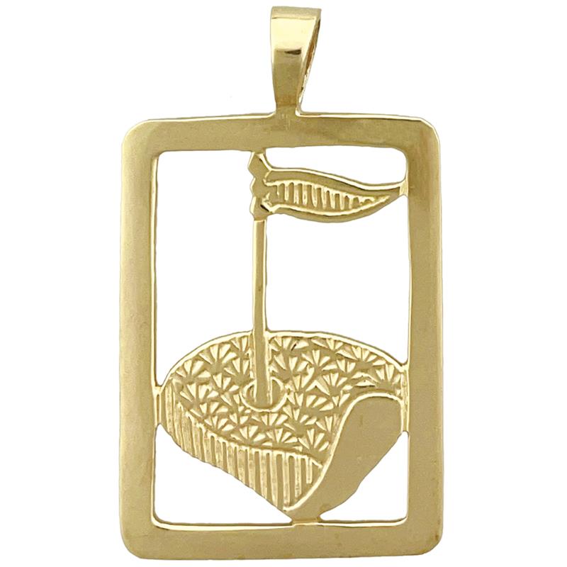 Image of ID 1 14K Gold Golf Putting Green Framed Pendant