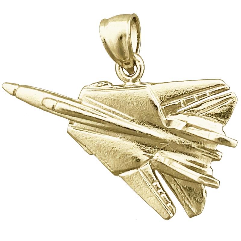 Image of ID 1 14K Gold Grumman F-14 Tomcat Jet Pendant