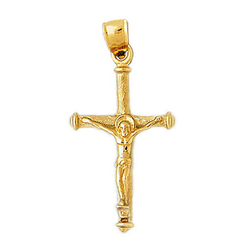 Image of ID 1 14K Gold Halo Crucifix Pendant