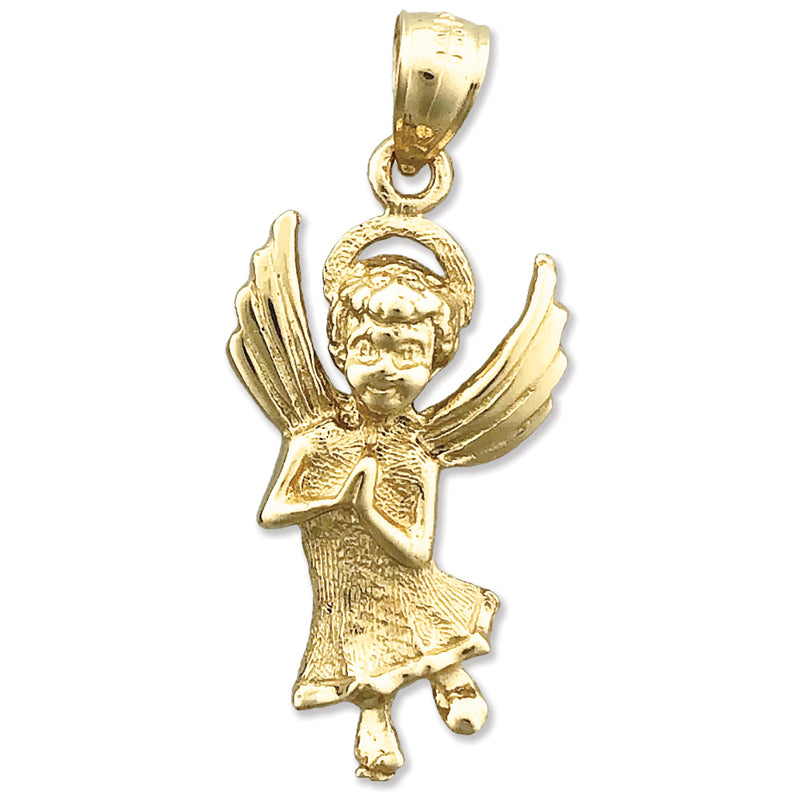Image of ID 1 14K Gold Haloed Angel Pendant