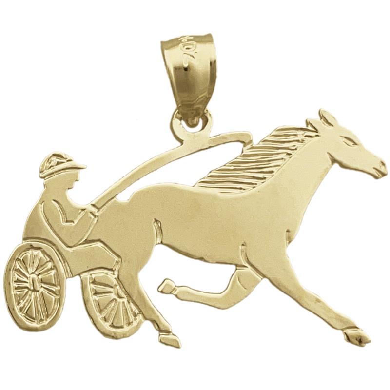 Image of ID 1 14K Gold Harness Racing Horse Pendant