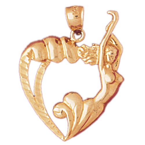 Image of ID 1 14K Gold Harpist Heart Pendant