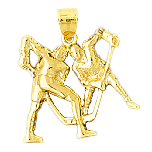 Image of ID 1 14K Gold Heads Up Hockey Players Pendant