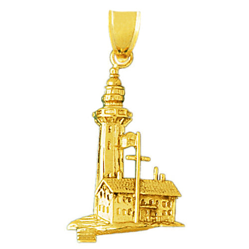 Image of ID 1 14K Gold Historic Pemaquid Point Lighthouse Pendant