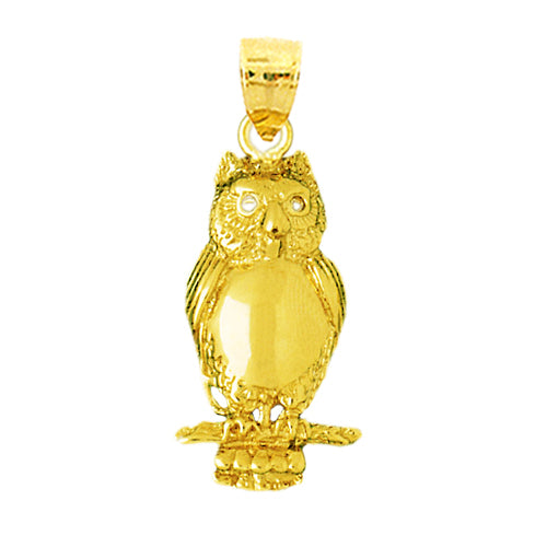 Image of ID 1 14K Gold Hoot Owl Pendant