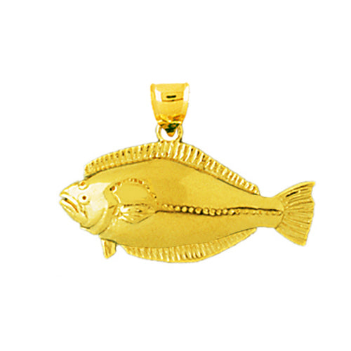 Image of ID 1 14K Gold Horizontal Sole Fish Pendant