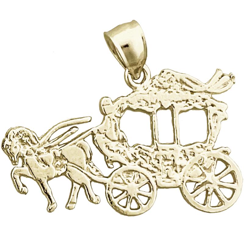 Image of ID 1 14K Gold Horse Drawn Coach Pendant