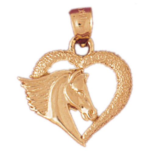 Image of ID 1 14K Gold Horse Head Designer Heart Pendant