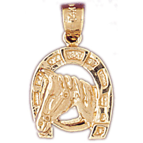 Image of ID 1 14K Gold Horse Head In Horseshoe Charm