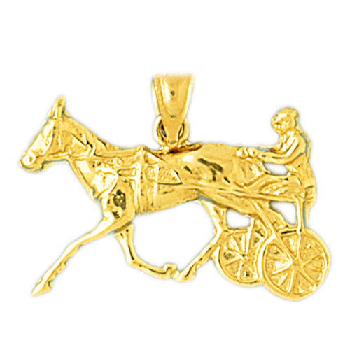 Image of ID 1 14K Gold Horse and Chariot Pendant