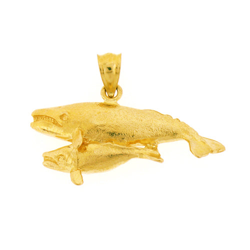 Image of ID 1 14K Gold Humpback Whale and Calf Pendant