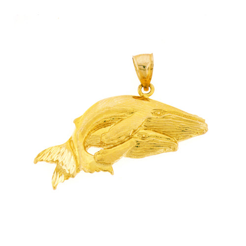 Image of ID 1 14K Gold Humpback Whale with Calf Pendant