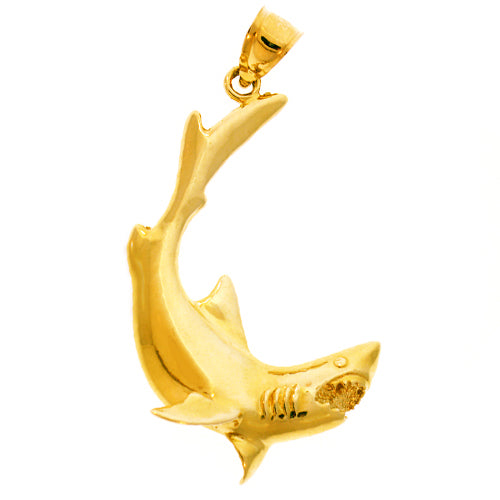 Image of ID 1 14K Gold Jaws Open 42MM High Shark Pendant