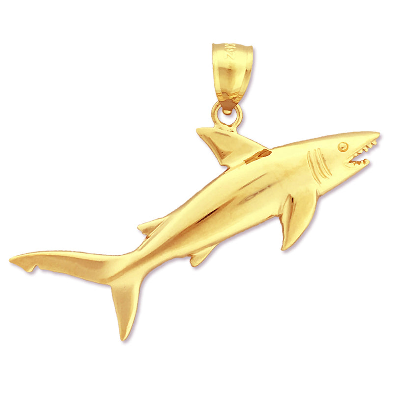 Image of ID 1 14K Gold Jaws Open Shark Pendant