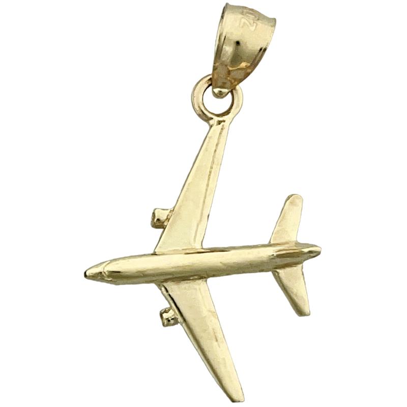 Image of ID 1 14K Gold Jetliner Airplane Charm