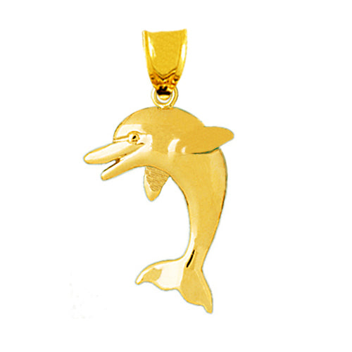 Image of ID 1 14K Gold Joyful Dolphin Calf Pendant