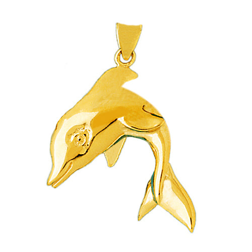 Image of ID 1 14K Gold Jumping Dolphin Pendant