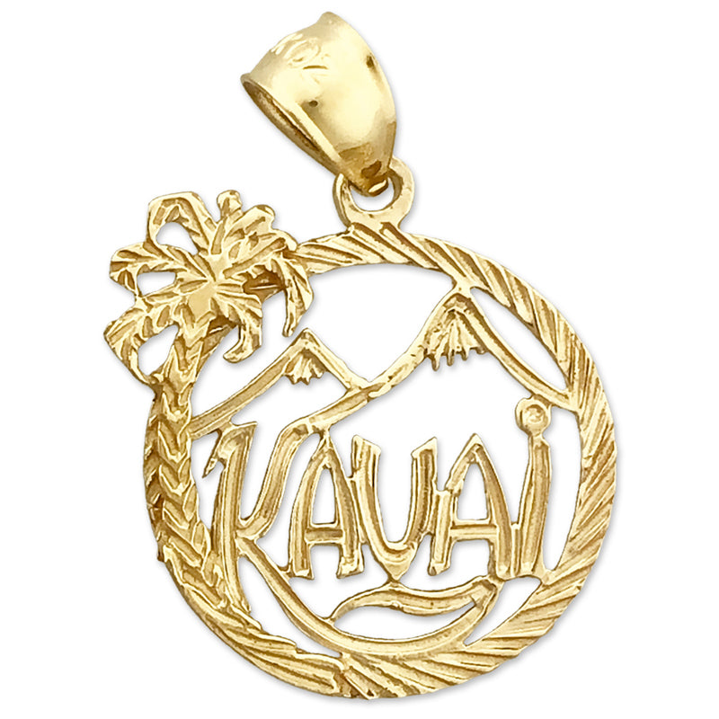 Image of ID 1 14K Gold Kauai Hawaii in Circle Charm