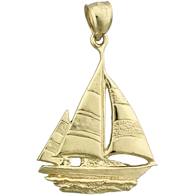 Image of ID 1 14K Gold Ketch Sailboat Pendant