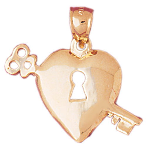 Image of ID 1 14K Gold Key Designer Heart Pendant