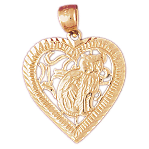 Image of ID 1 14K Gold Kitty In Heart Pendant
