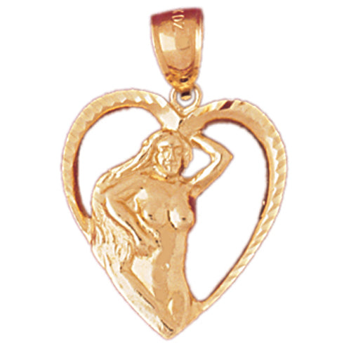 Image of ID 1 14K Gold Lady In Heart Pendant