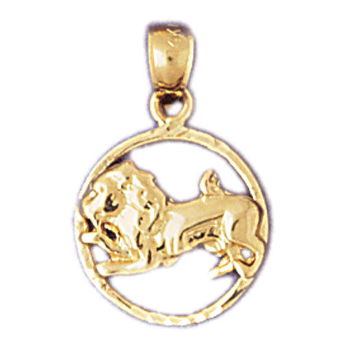 Image of ID 1 14K Gold Leo Zodiac Circle Charm