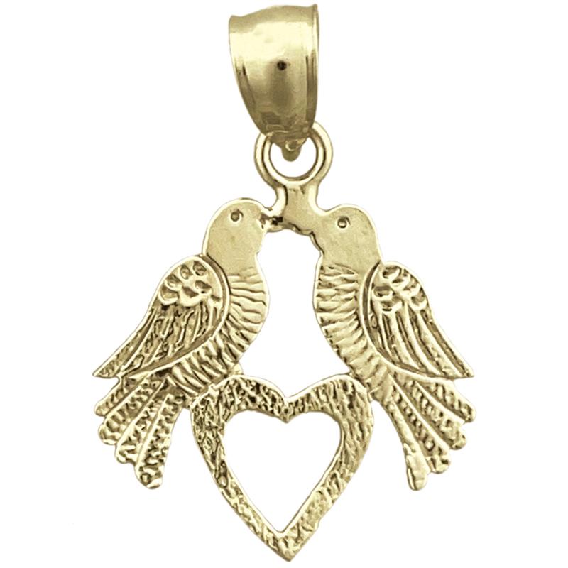 Image of ID 1 14K Gold Love Birds with Heart Charm