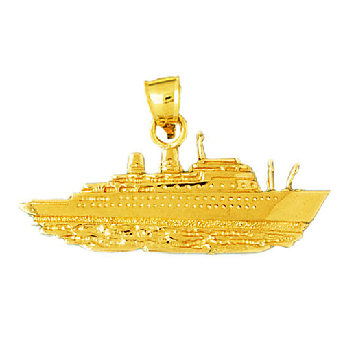Image of ID 1 14K Gold Luxury Cruise Ship Making Waves Pendant