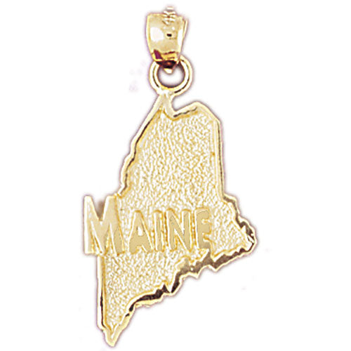 Image of ID 1 14K Gold Maine State Map Pendant
