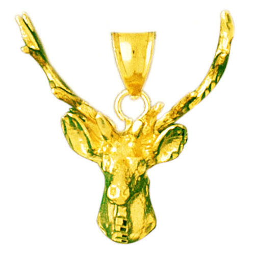 Image of ID 1 14K Gold Male Deer Head with Antlers Pendant