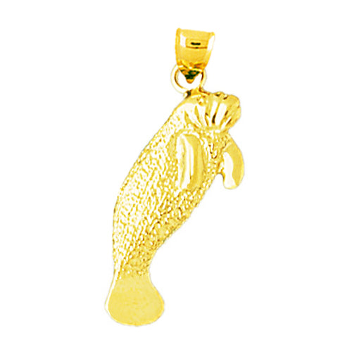 Image of ID 1 14K Gold Manatee Sealife Pendant