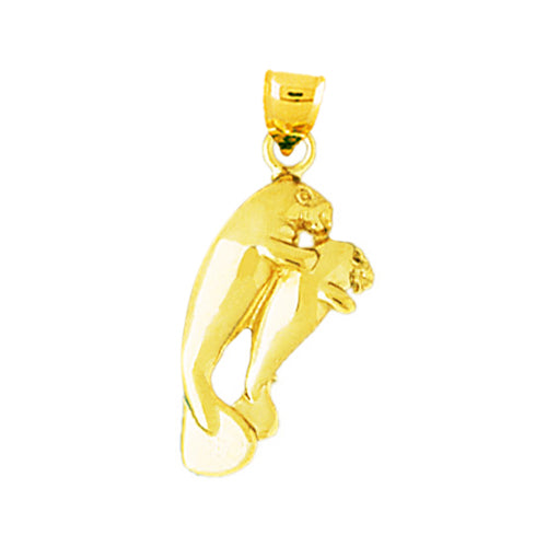Image of ID 1 14K Gold Manatee and Calf Pendant